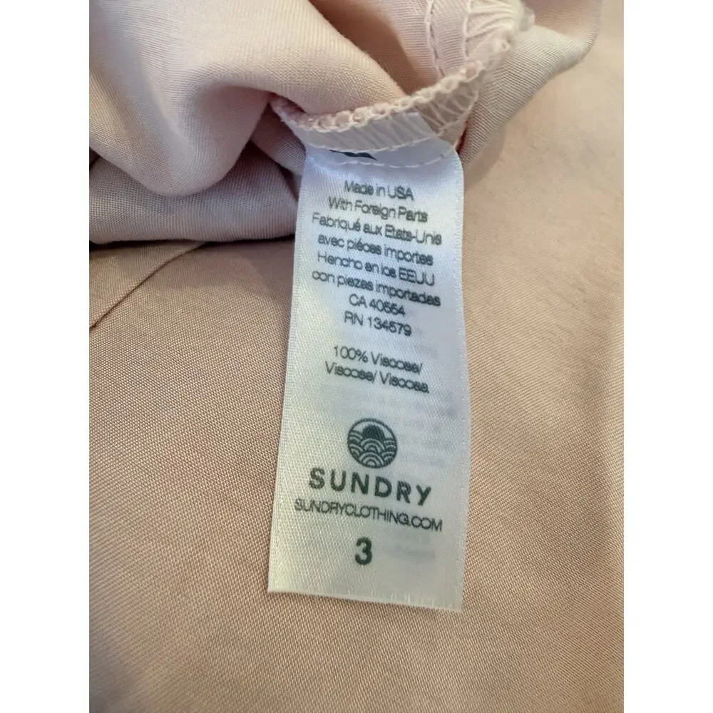 Sundry Button Up Top and Parachute Pant Set in Pink Quartz - M/L, NWT